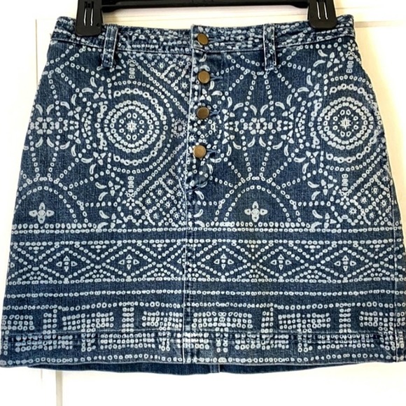 FREE PEOPLE Boho Button Fly Denim Skirt Size 2 - Picture 2 of 8